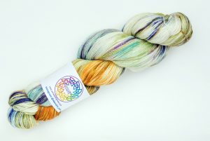 BFL-Silk 4-ply 100g - natural with orange, blue, purple and speckles