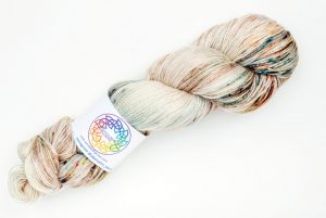 BFL-Silk 4-ply 100g - cream with rust and teal speckles