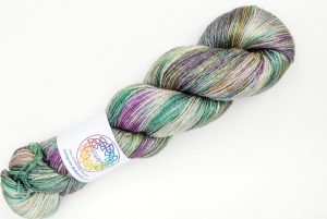 BFL-Silk 4-ply 100g - green, purple and beige