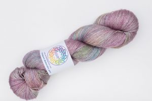 BFL-Silk Fine Lace-weight Amy - muted purple, green and bronze