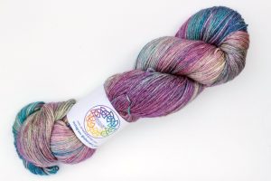 Merino-silk-cashmere 70-20-10 4-ply Sian - purple, pink, teal and gold-green
